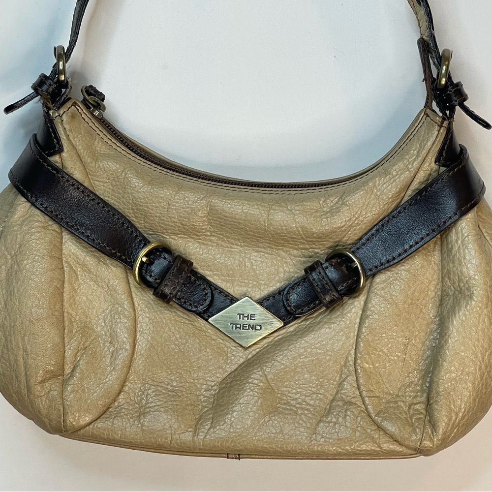 y2k THE TREND leather shoulder bag Italian made purse buckle detail baguette - Picture 3 of 16